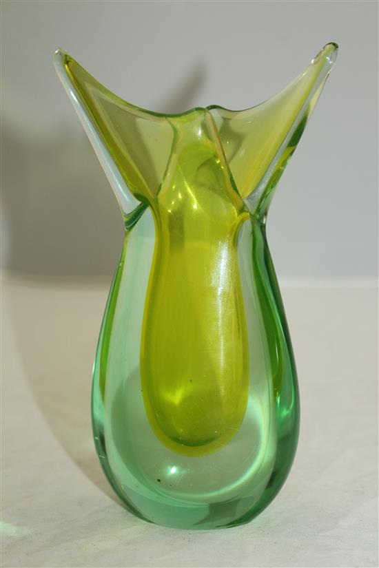 Ten Murano Sommerso and coloured glass fish-form vases, 1950s-70s, 15cm - 31.5cm